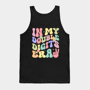 In My Double Digits Era Retro 10 Year Old Gift For Girls Kids Tank Top